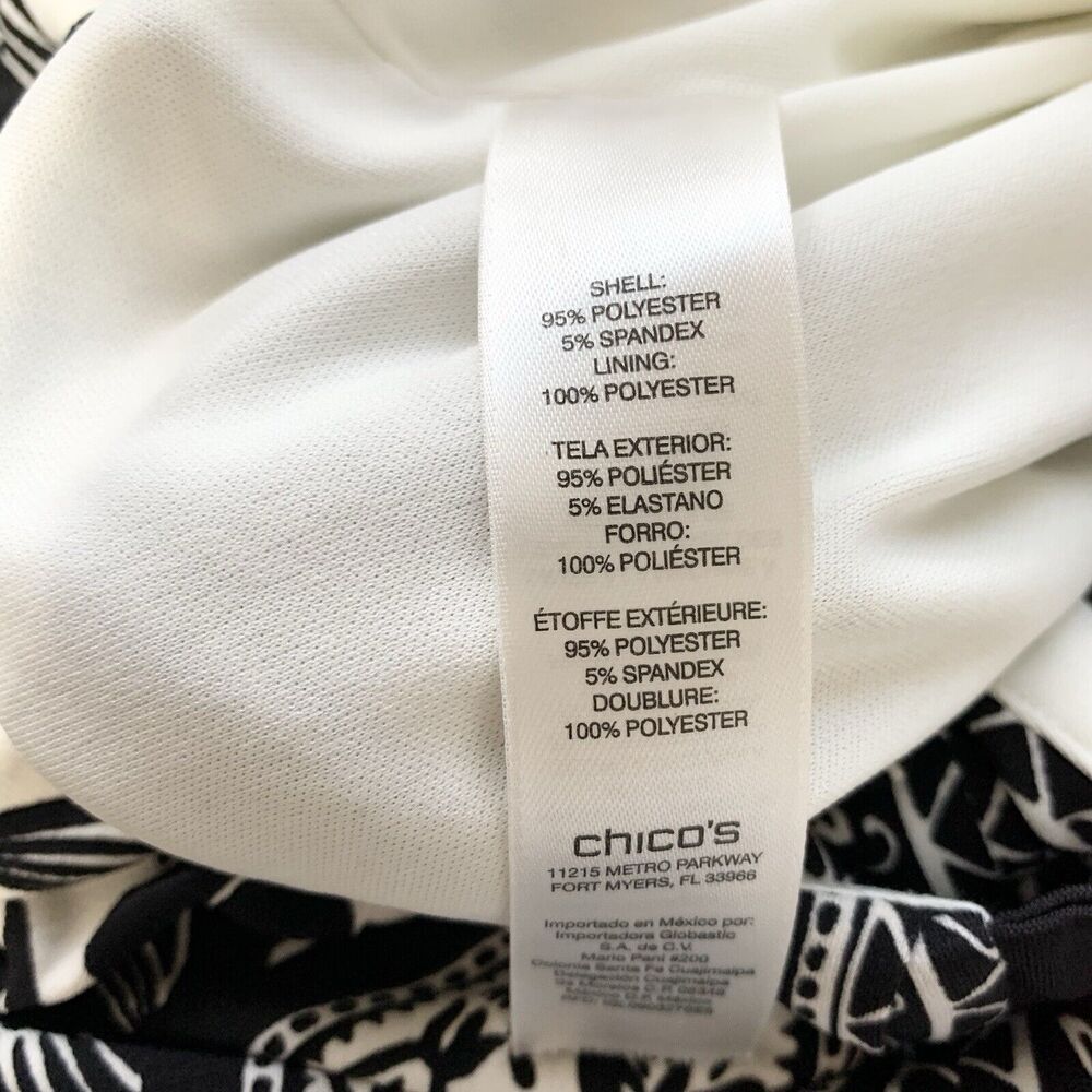 Chico’s Size 3 Marissa Jumpsuit Sleeveless Black White Graphic Floral Size XL 16 - Picture 11 of 16